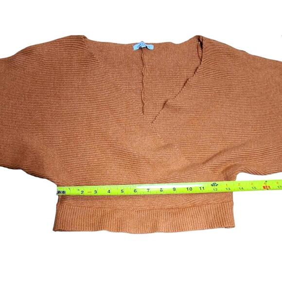 Crescent Camel Brown Ribbed Knit Sweater Balloon Sleeve - Size Large - Picture 5 of 8